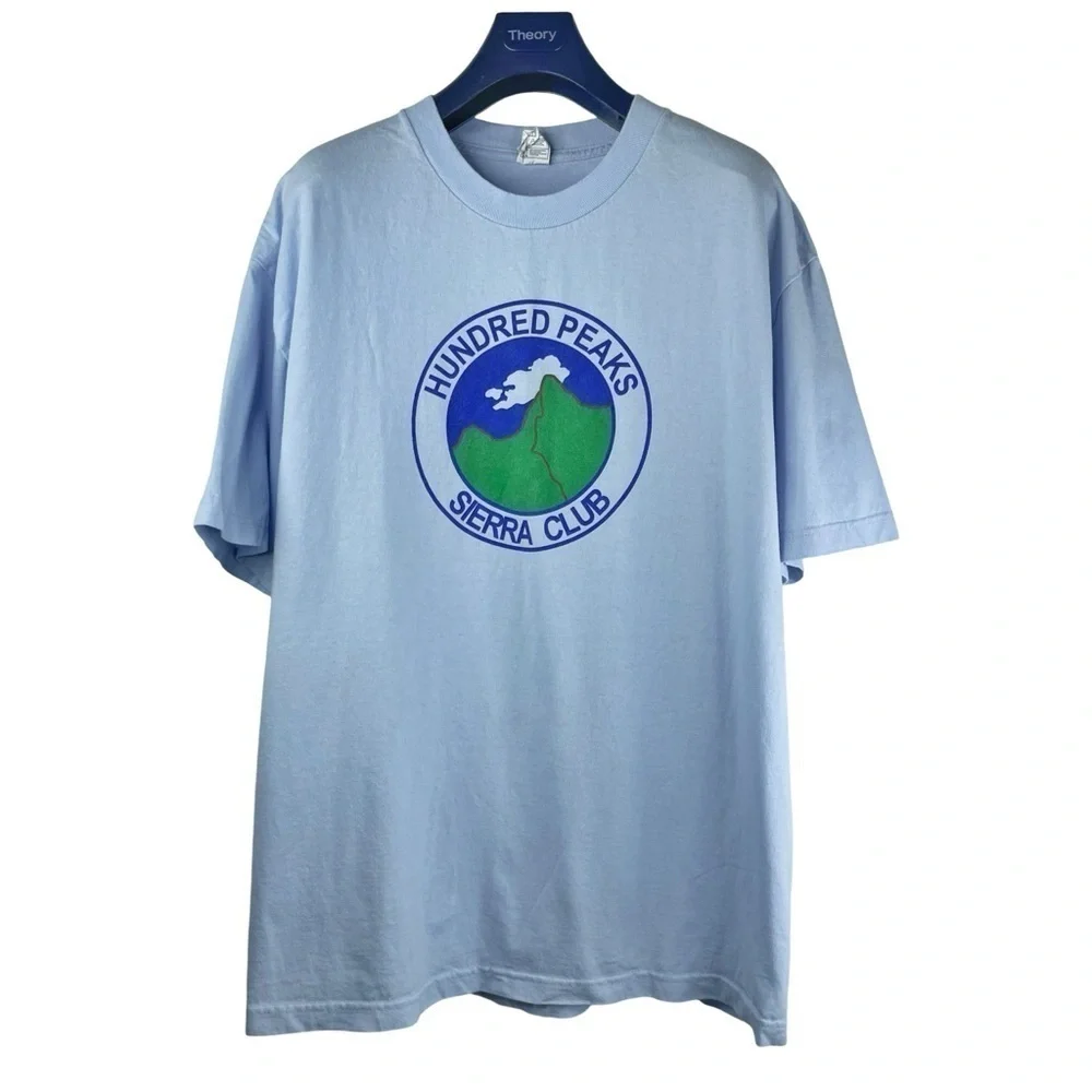 ALSTYLE HUNDRED PEAKS SIERRA CLUB Men's Light Blue Crew Neck T-shirt w Logo XL